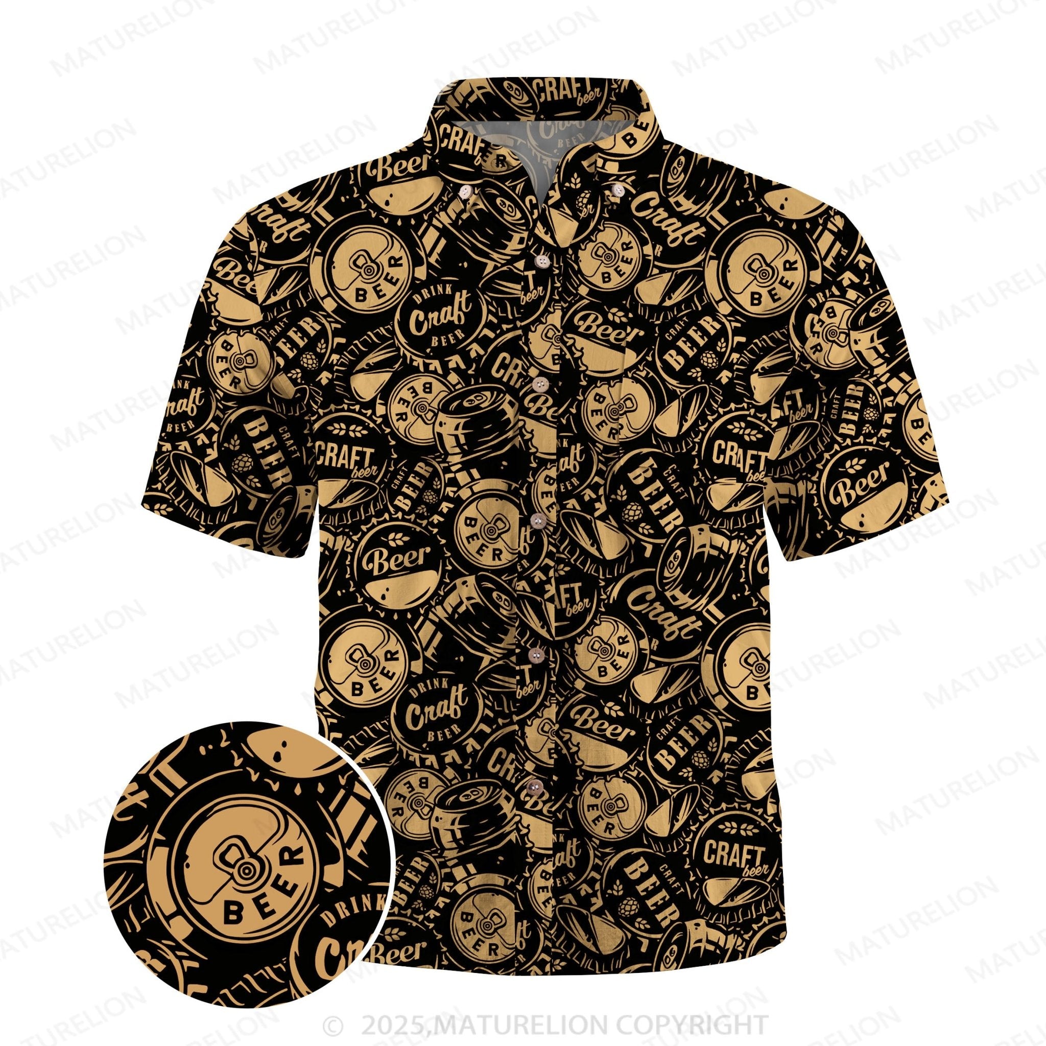 Maturelion Men's Hawaiian Shirt Pineapple Beach Hawaiian Shirt