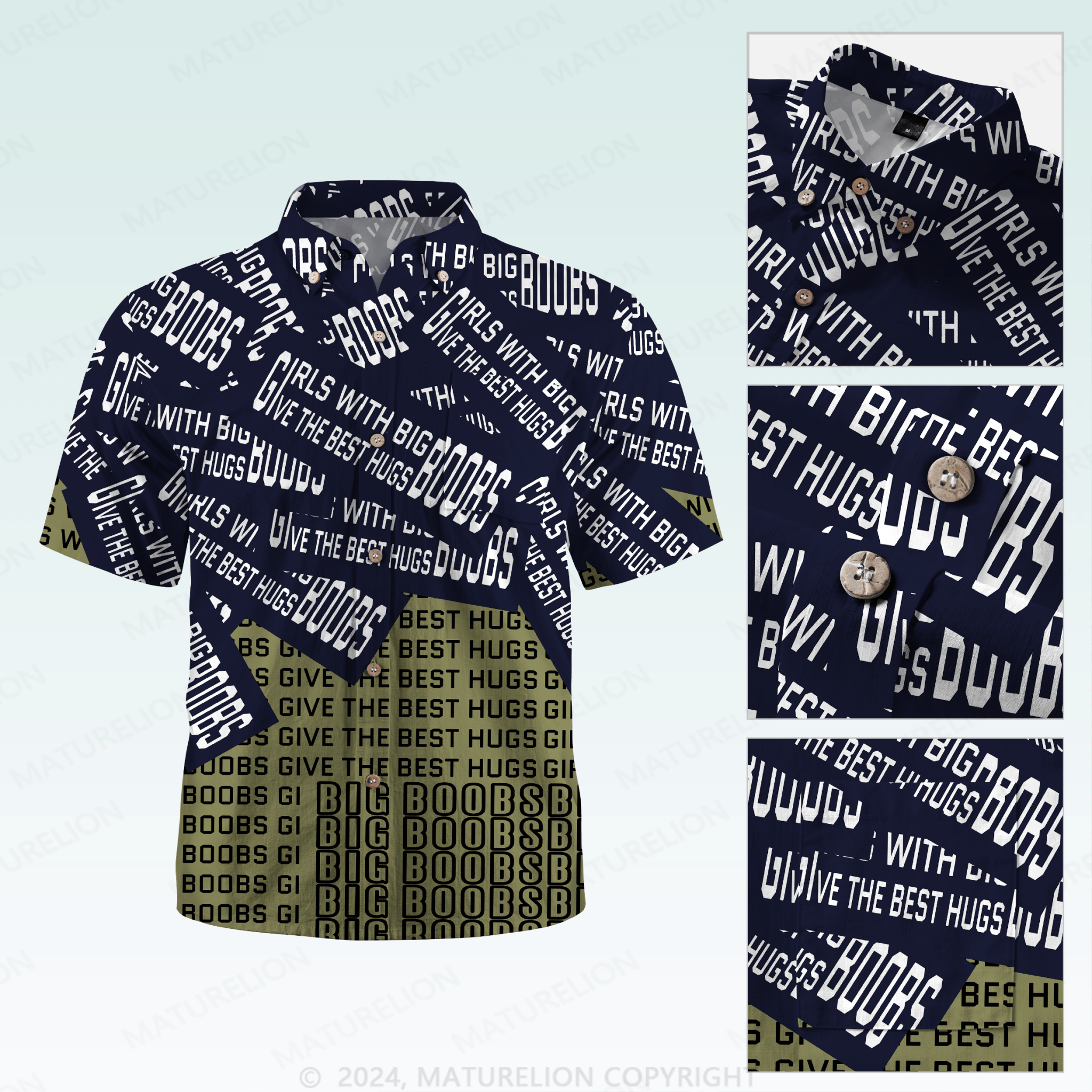 Maturelion Men's Hawaiian Girls With Big Boobs Give The Best Hugs Hawaiian Shirt