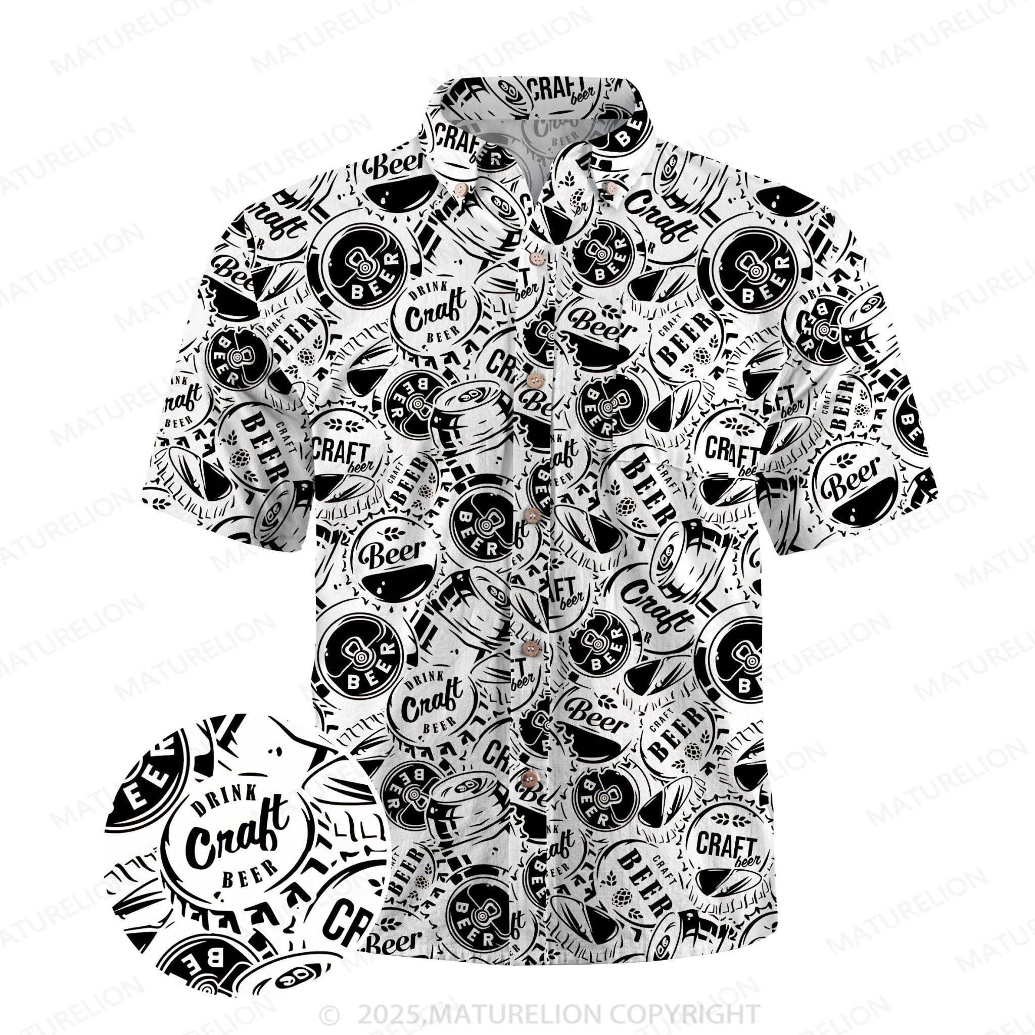 Maturelion Men's Hawaiian Shirt Pineapple Beach Hawaiian Shirt