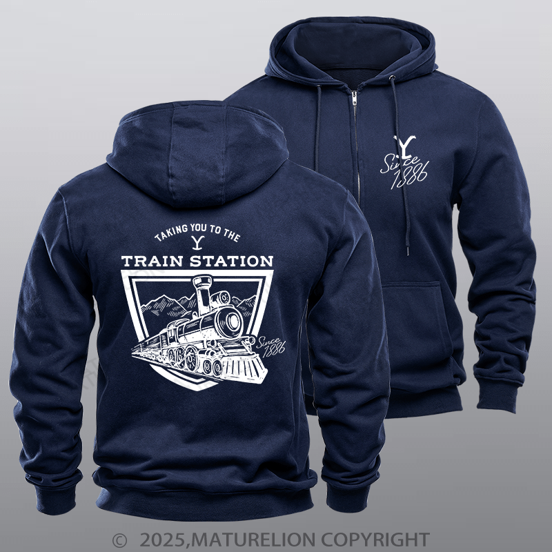 Maturelion Men's Hoodie Yellowstone Taking You to the Train Station Adult Hoodie