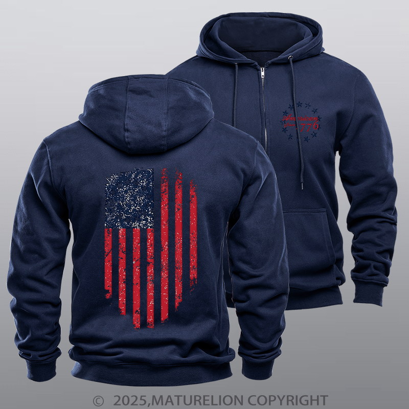 Maturelion Men's Hoodie Betsy Ross Zipper Hoodie