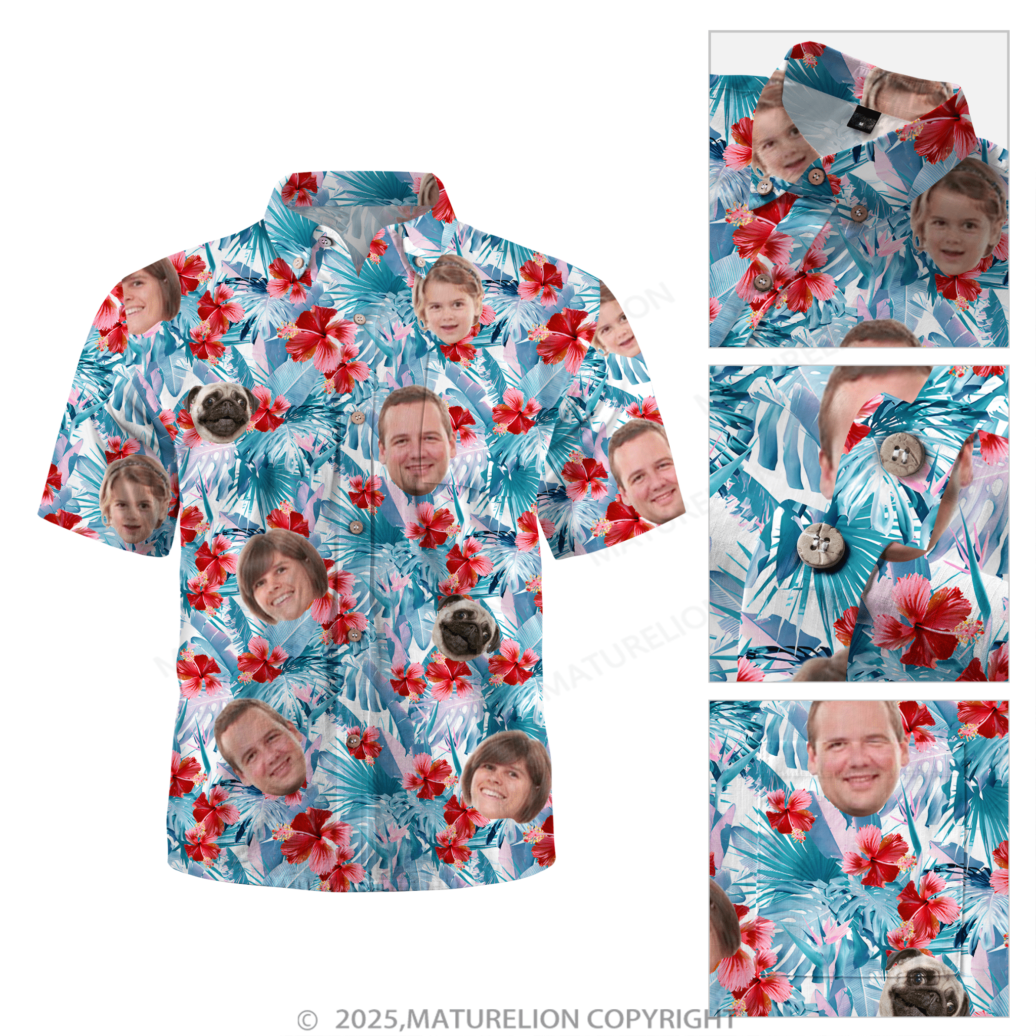 Maturelion Aloha Shirts Your Face on a Custom Hawaiian Shirt