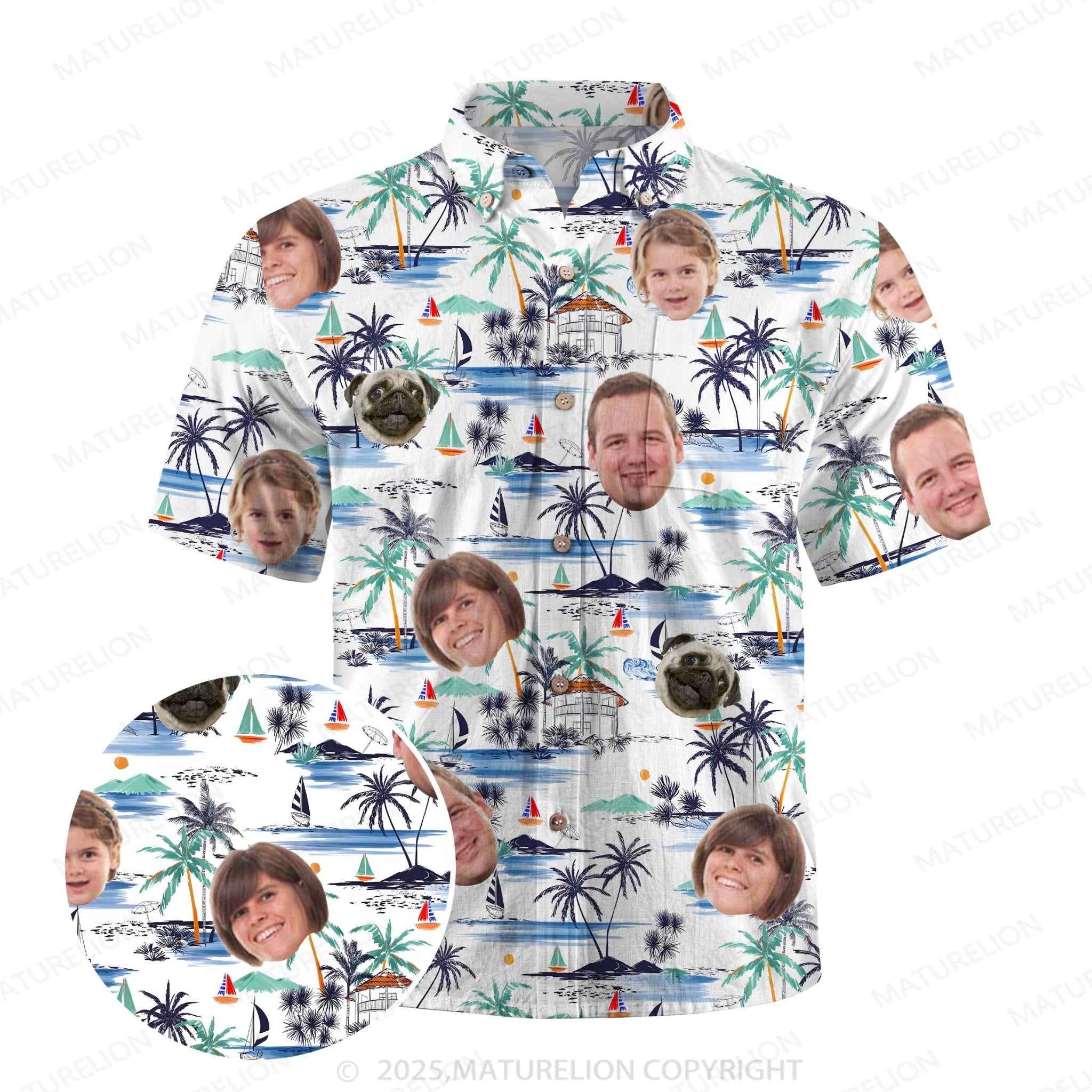 Maturelion Aloha Shirts Personalized Hawaiian Shirt with Your Face Hawaiian Shirt