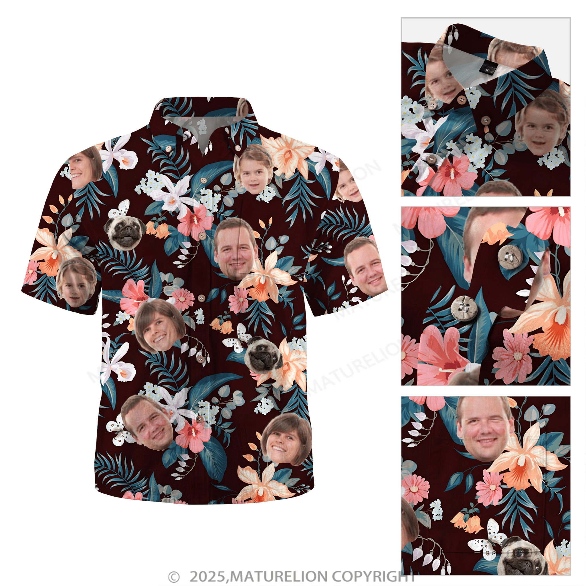 Maturelion Aloha Shirts Hawaiian Shirt Designed with Your Face Hawaiian Shirt