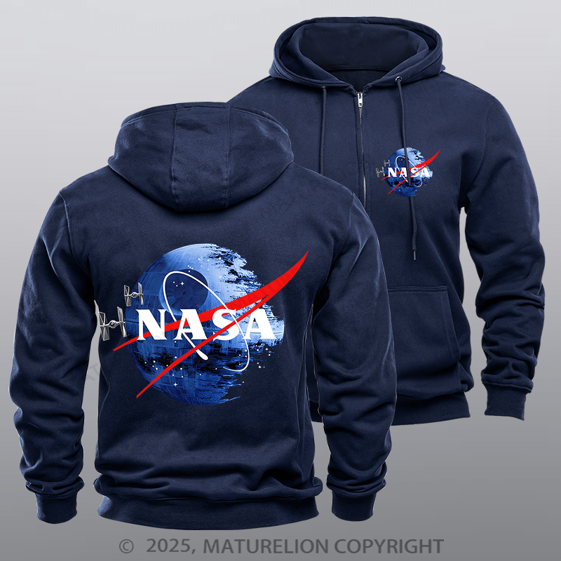 Maturelion Men's Hoodie Inspired Guava Iguana Death Star Graphic Zipper Hoodie