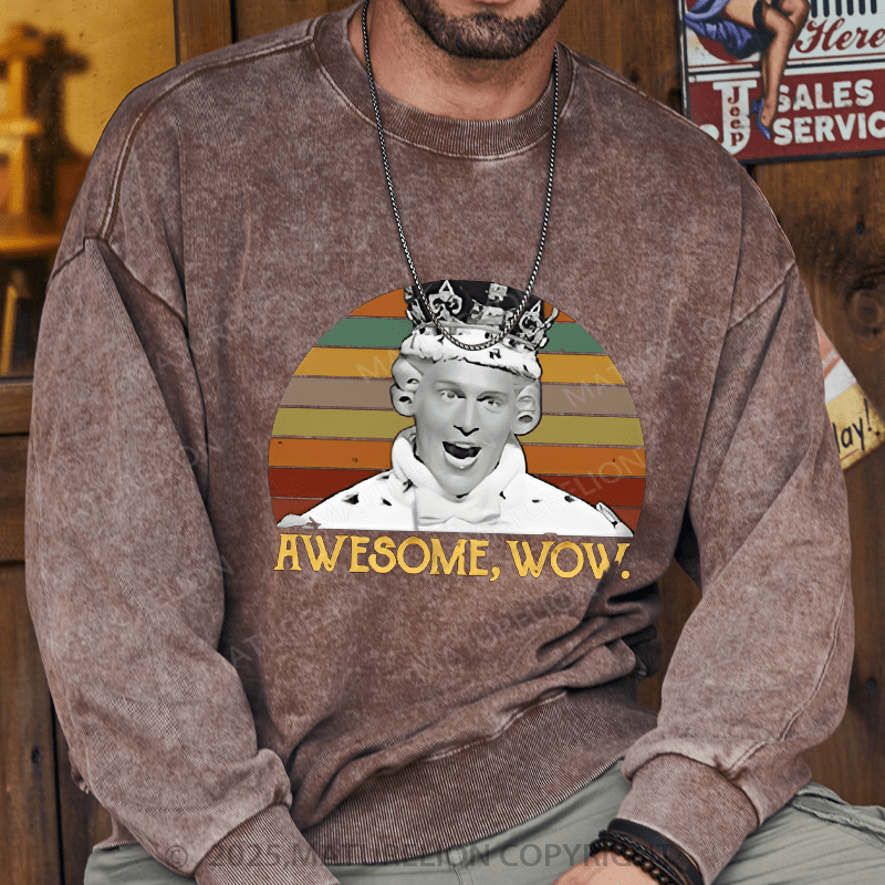 Maturelion Men's Sweatshirts  Awesome Wow King George III Hamilton Sweatshirts Washed Sweatshirts