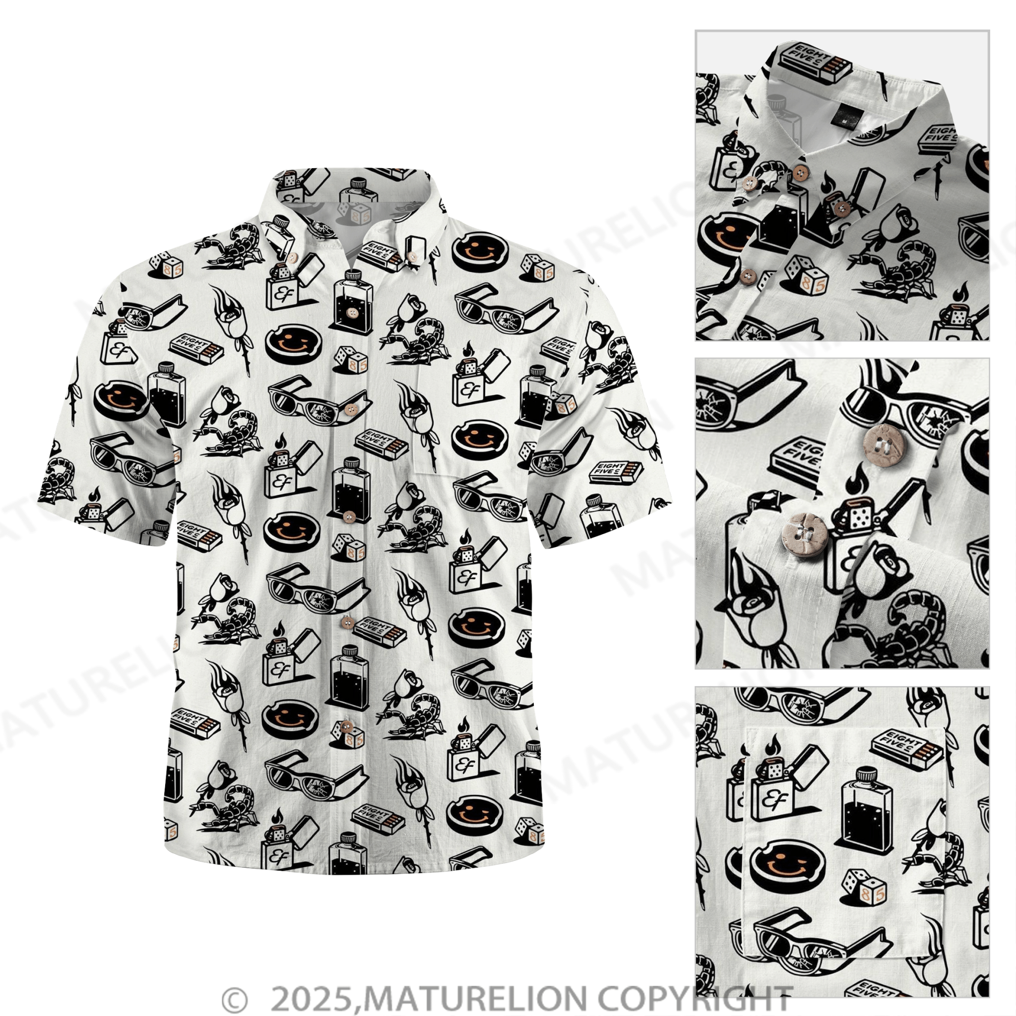 Maturelion Men's Hawaiian Shirt Tiki Bar Hawaiian Shirt