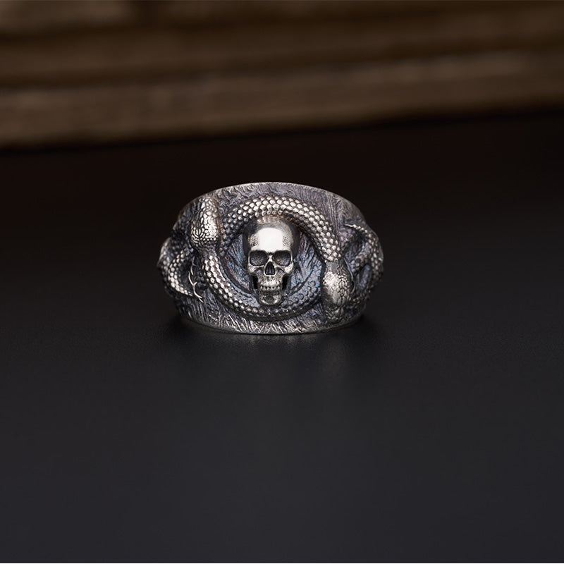Matuerlion Vintage Serpent and Skull Relic Ring