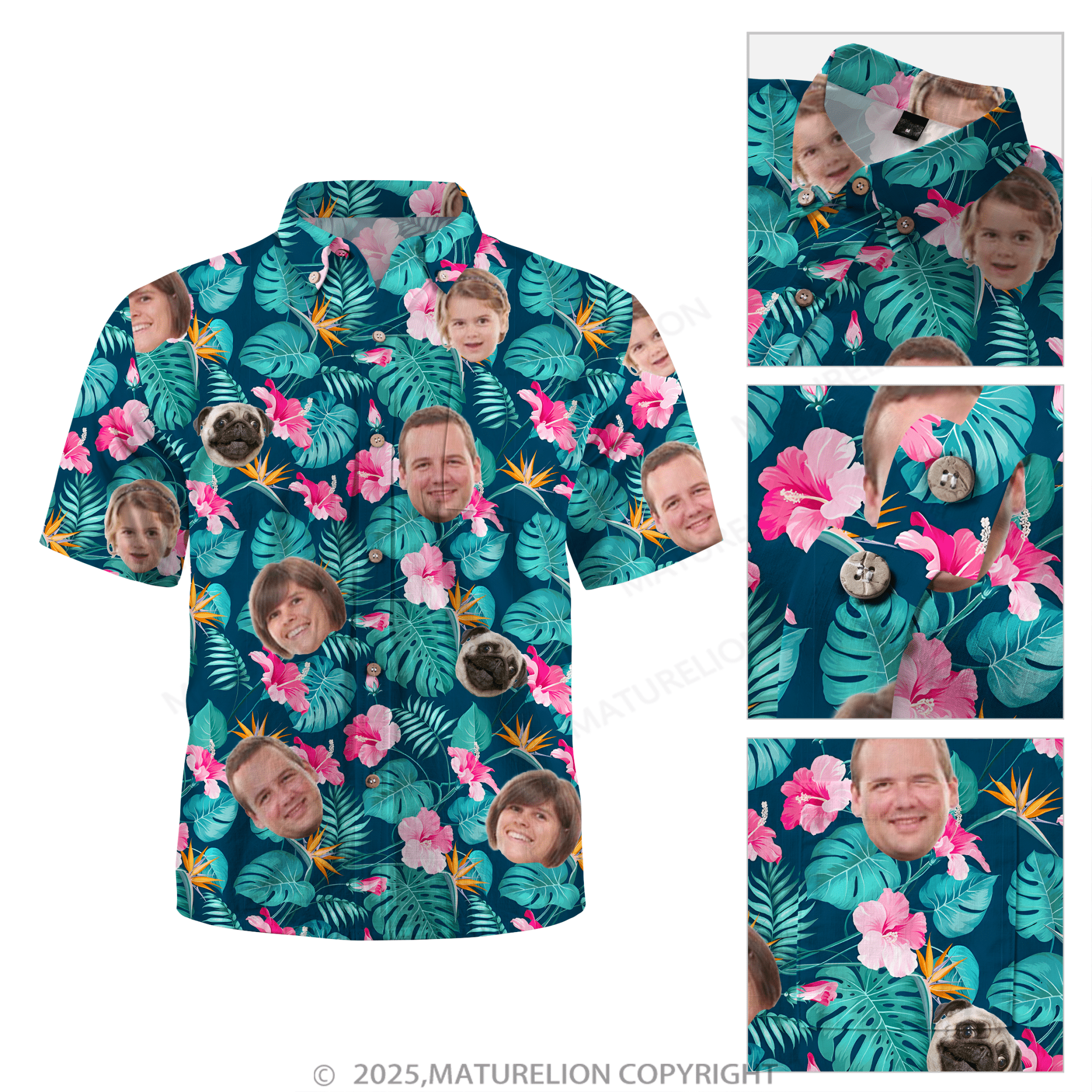 Maturelion Aloha Shirts Custom Face Hawaiian Shirt