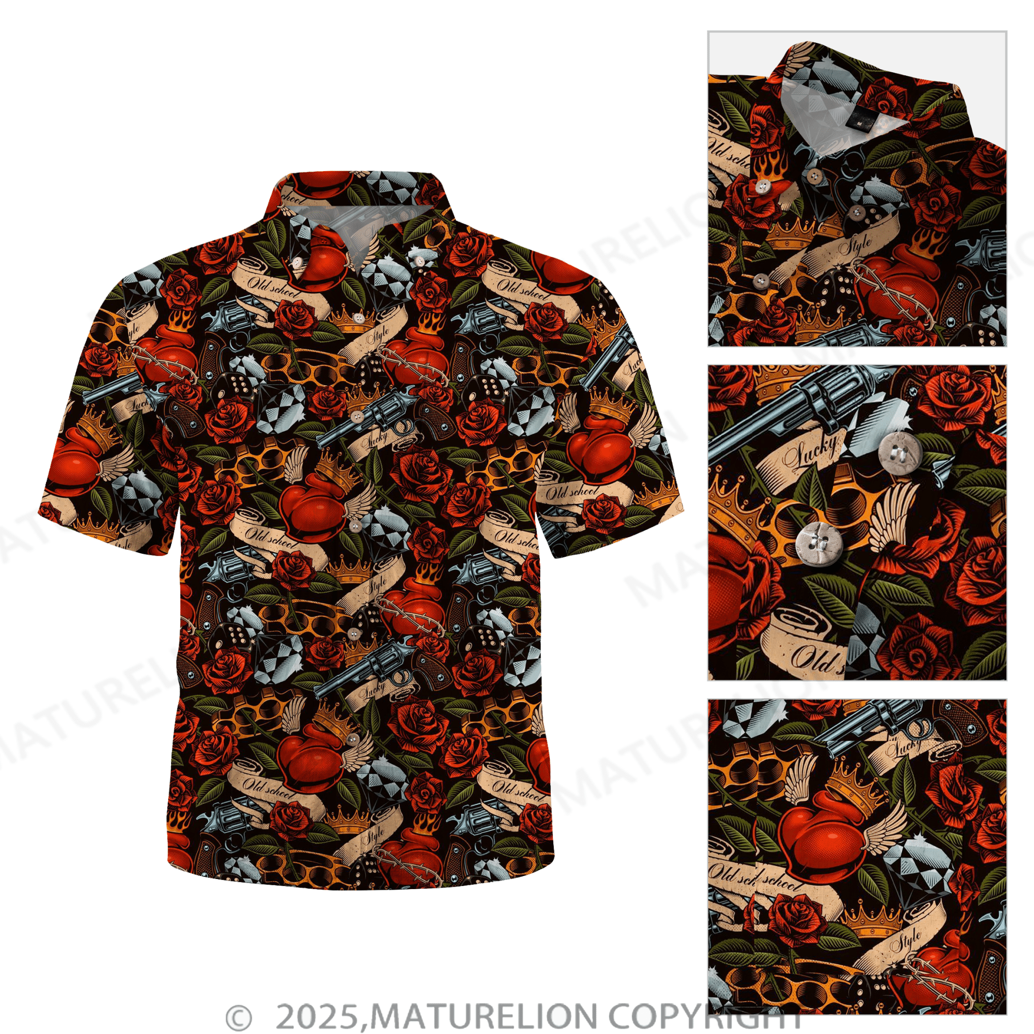 Maturelion Men's Hawaiian Shirt Hawaiian Nights Full of Endless Temptation Hawaiian Shirt