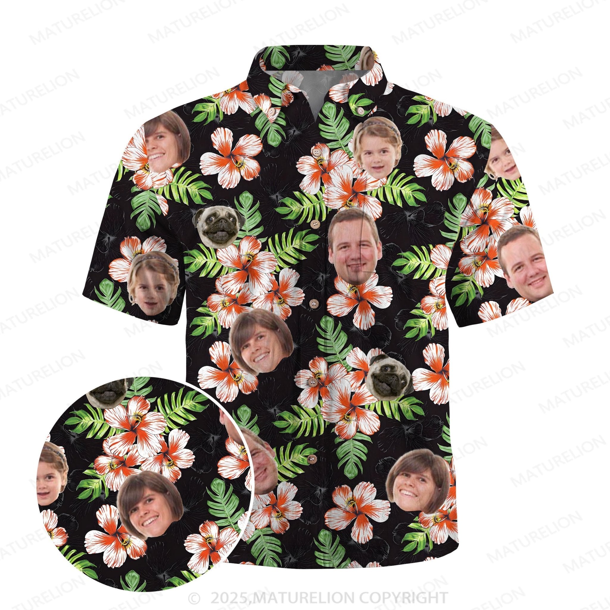 Maturelion Aloha Shirts Custom Hawaiian Shirt with Your Own Face Hawaiian Shirt