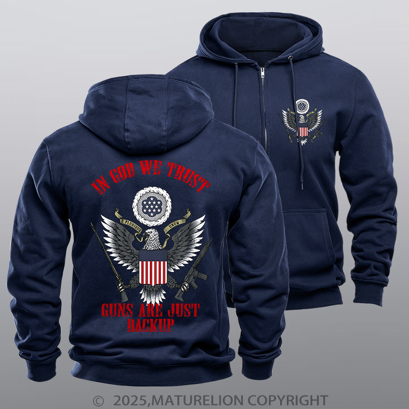 Maturelion Men's Hoodie In God We Trust Zipper Hoodie