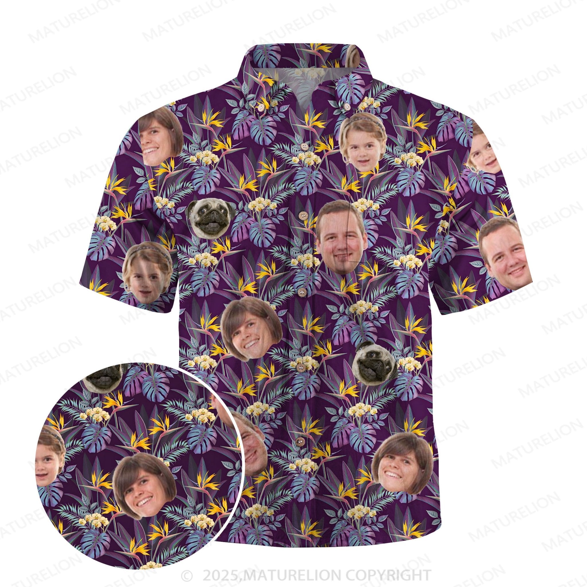 Maturelion Aloha Shirts Custom Face Design Hawaiian Shirt