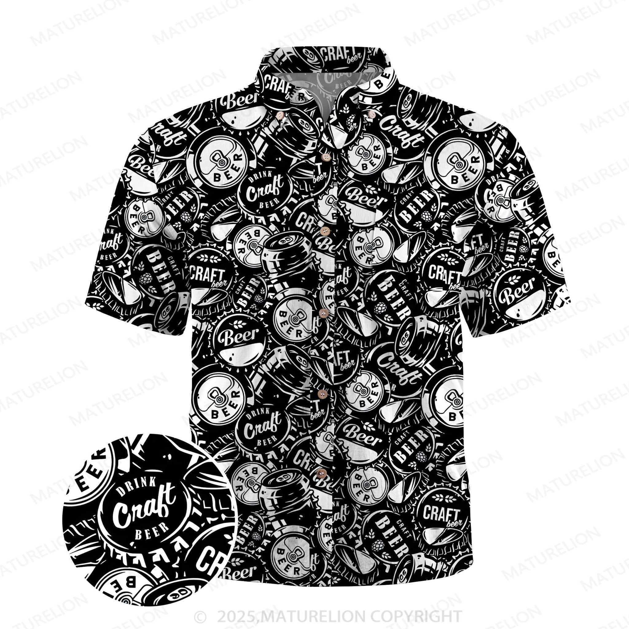 Maturelion Men's Hawaiian Shirt Pineapple Beach Hawaiian Shirt
