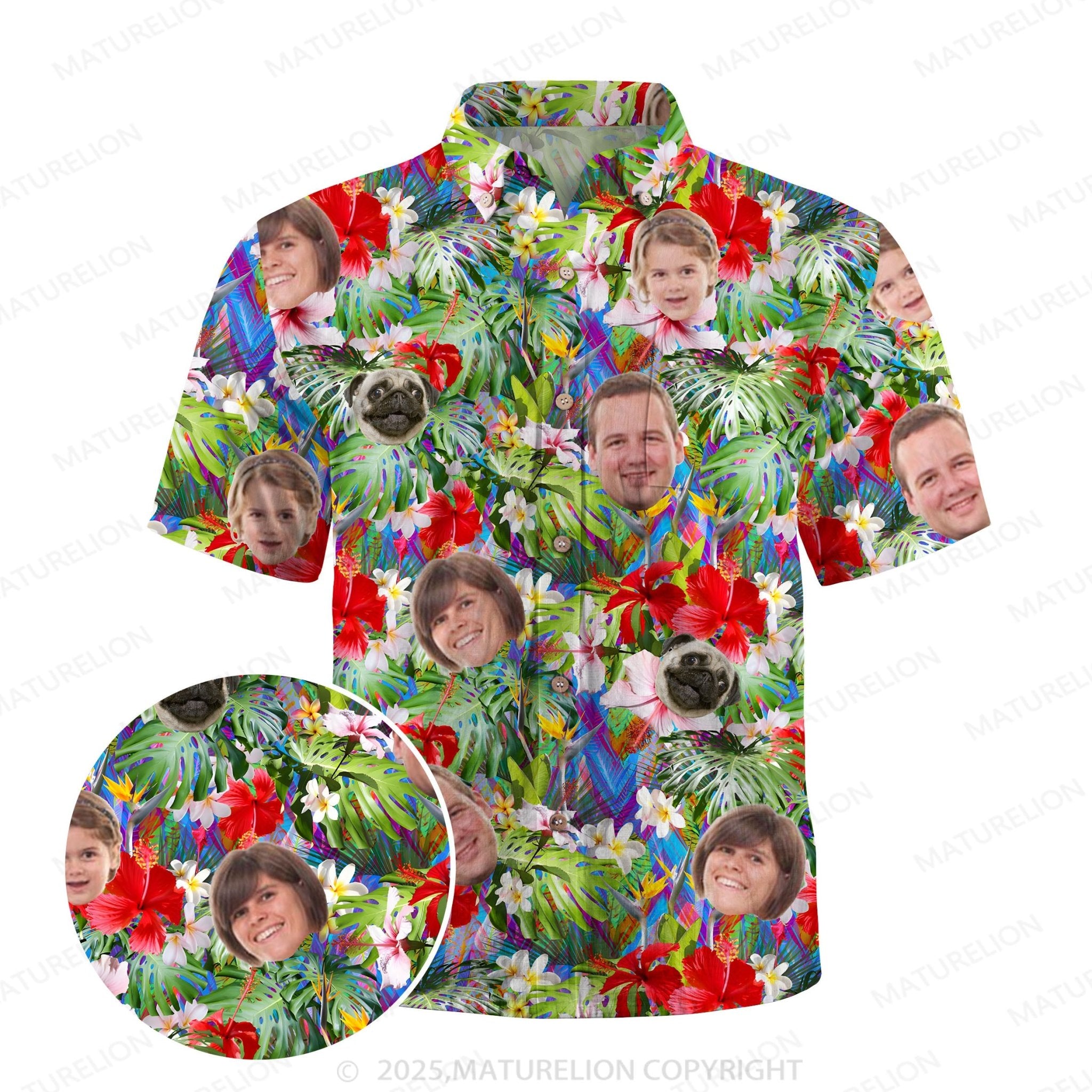 Maturelion Aloha Shirts Custom Hawaiian Shirt Featuring Your Face Hawaiian Shirt