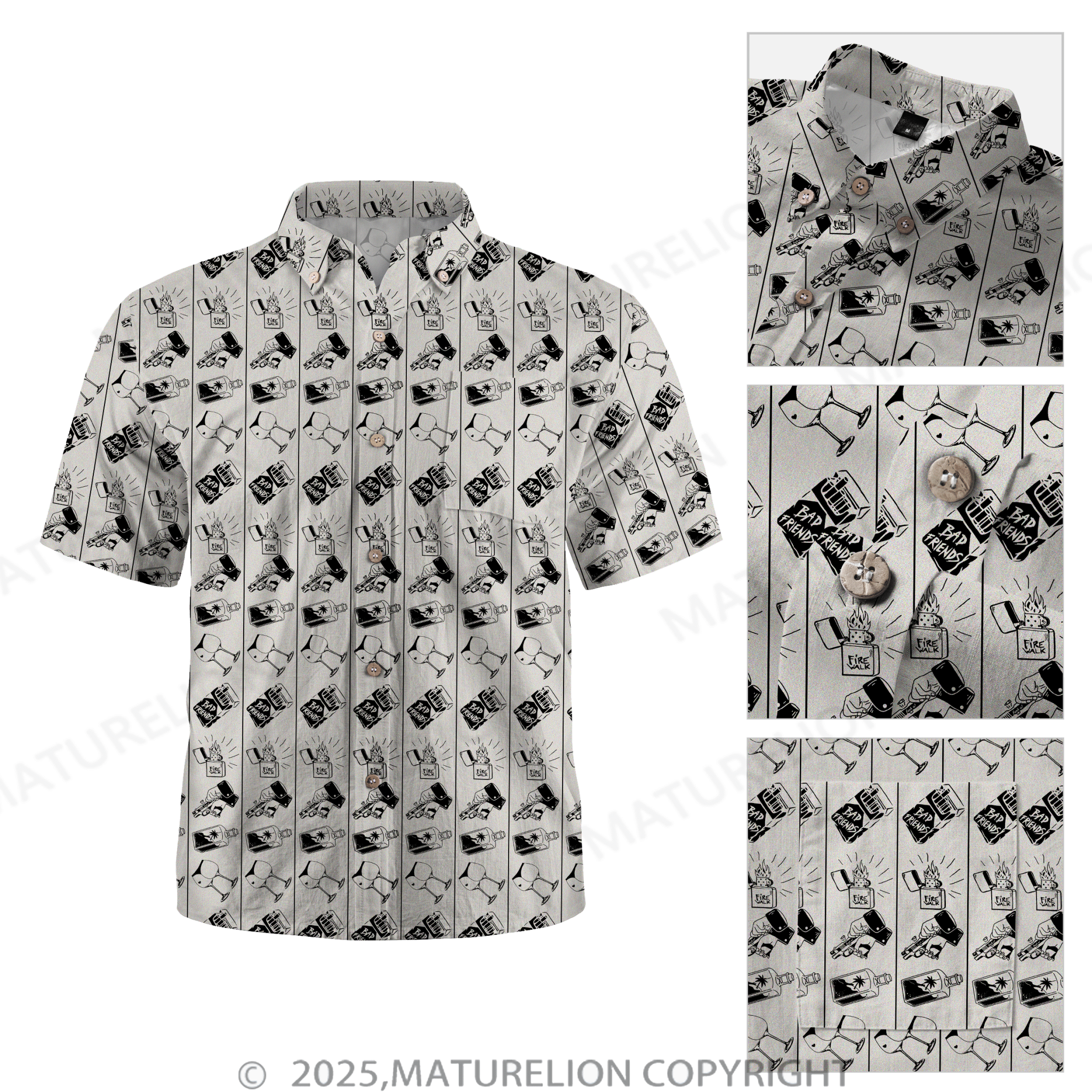 Maturelion Men's Hawaiian Shirt Floral Rush Hawaiian Shirt