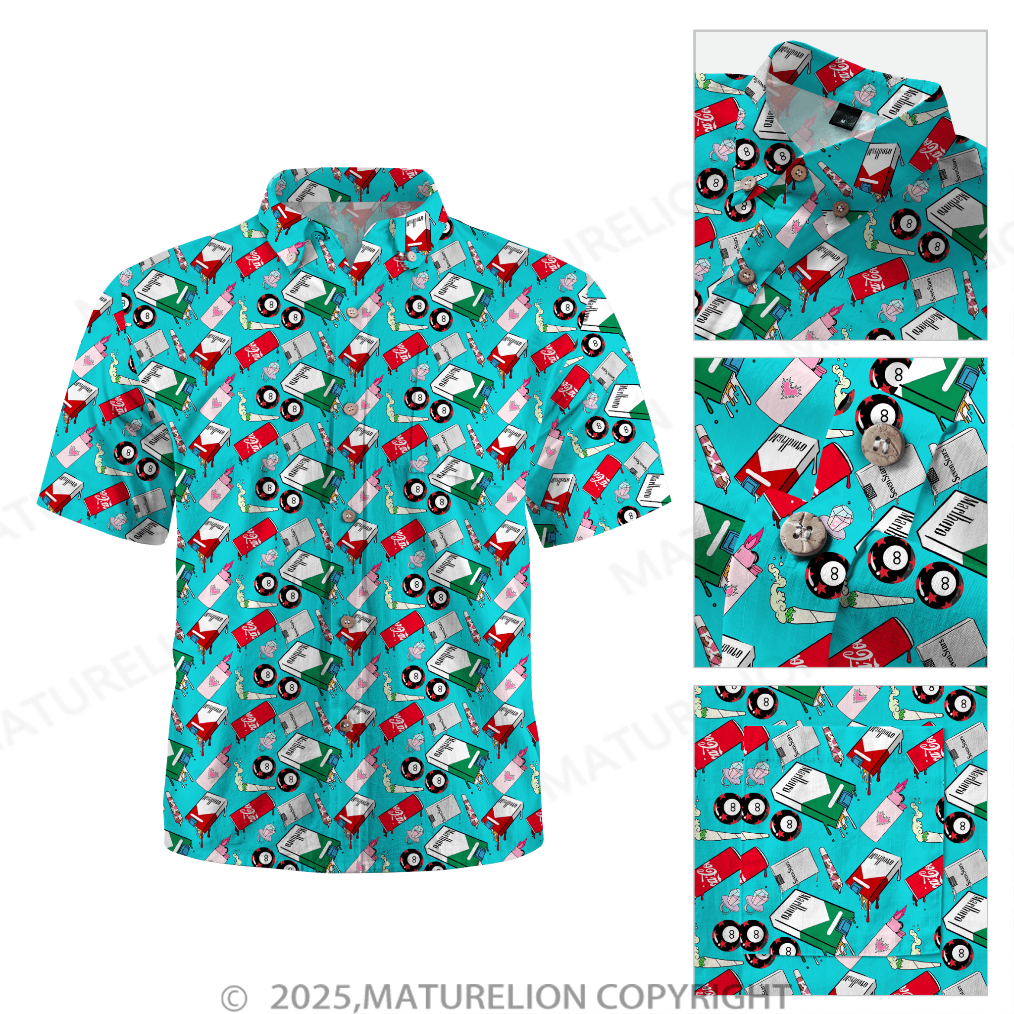 Maturelion Men's Hawaiian Shirt Midnight Tropics Hawaiian Shirt