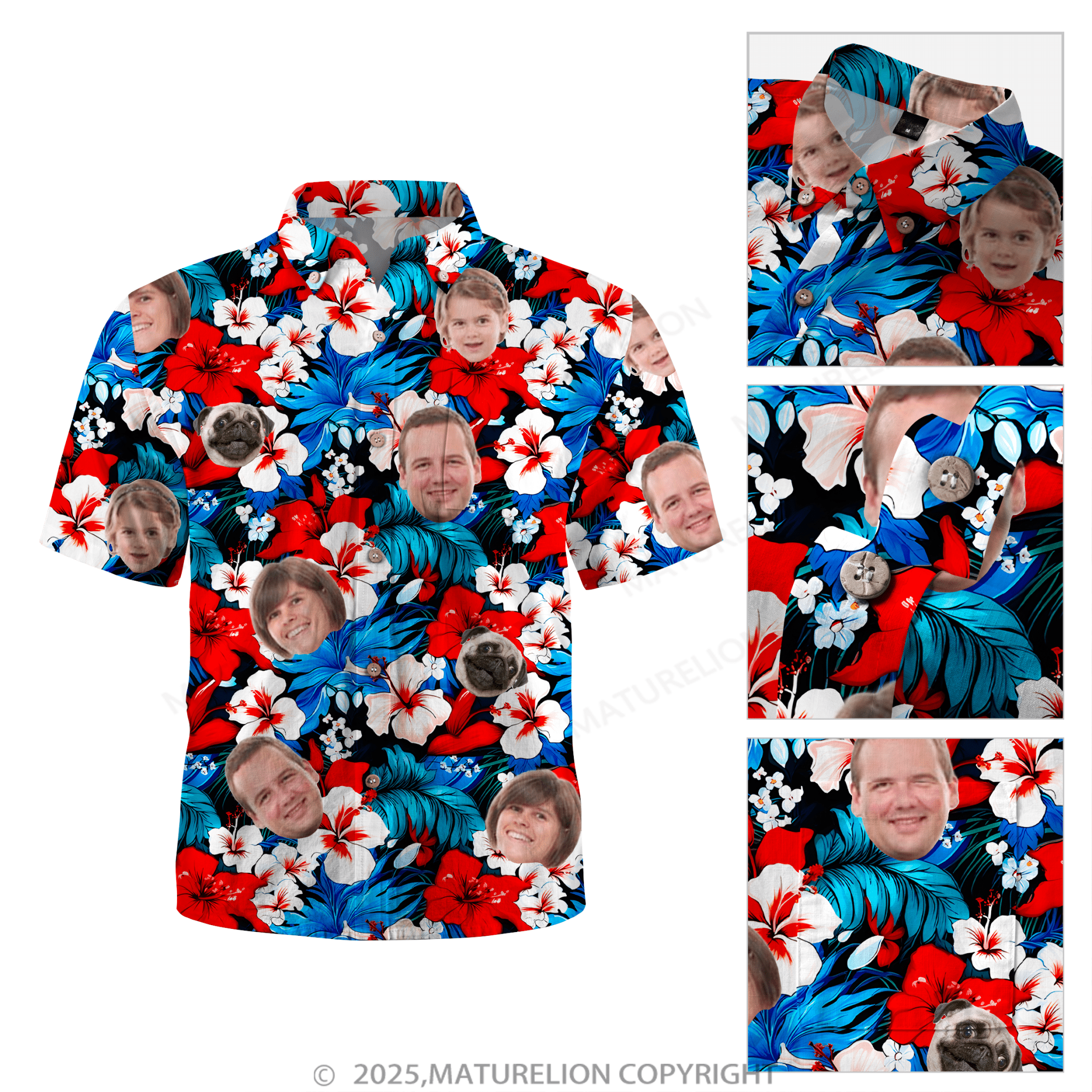 Maturelion Aloha Shirts Custom Hawaiian Shirt with Your Picture Hawaiian Shirt