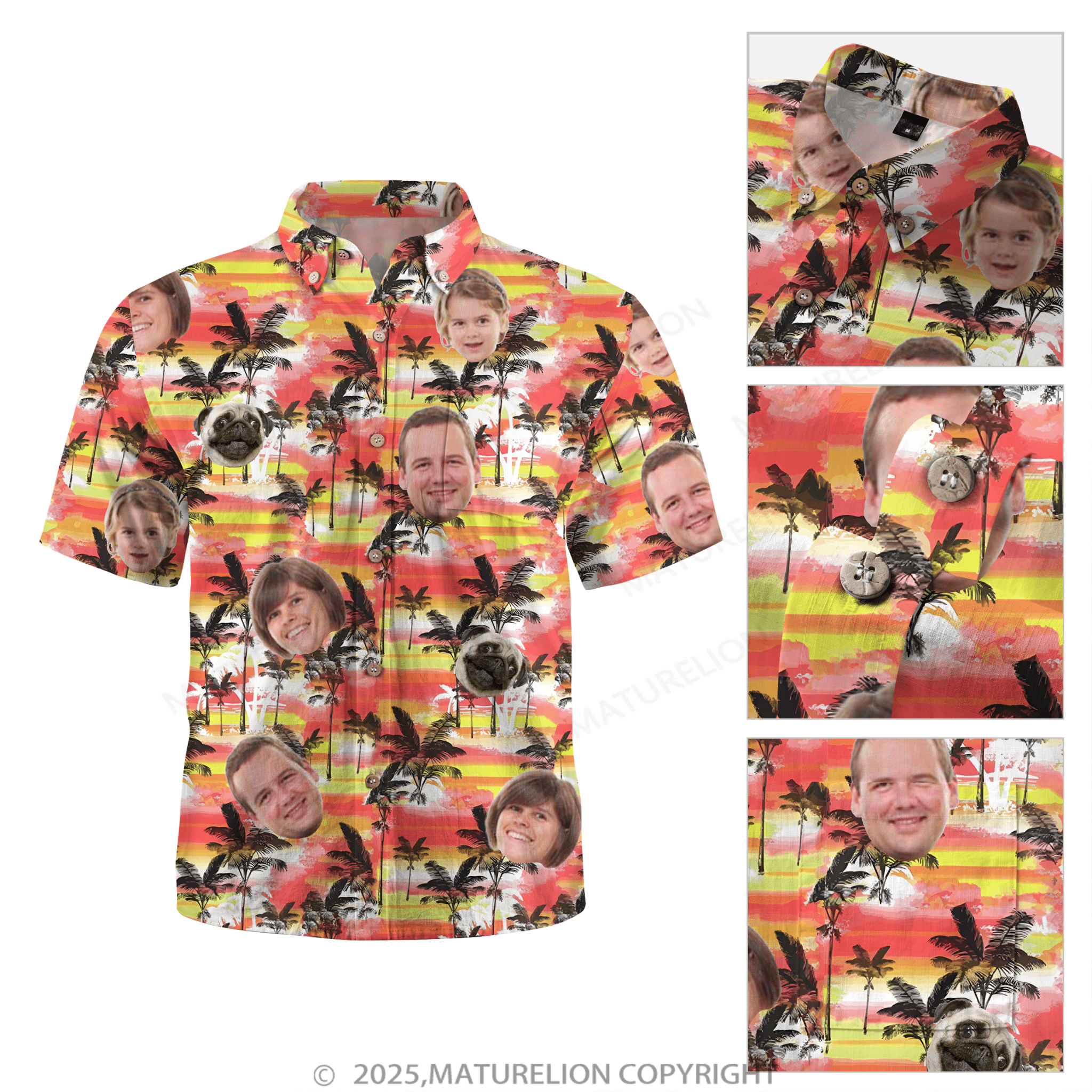 Maturelion Aloha Shirts Personalized Hawaiian Shirt with Your Image Hawaiian Shirt