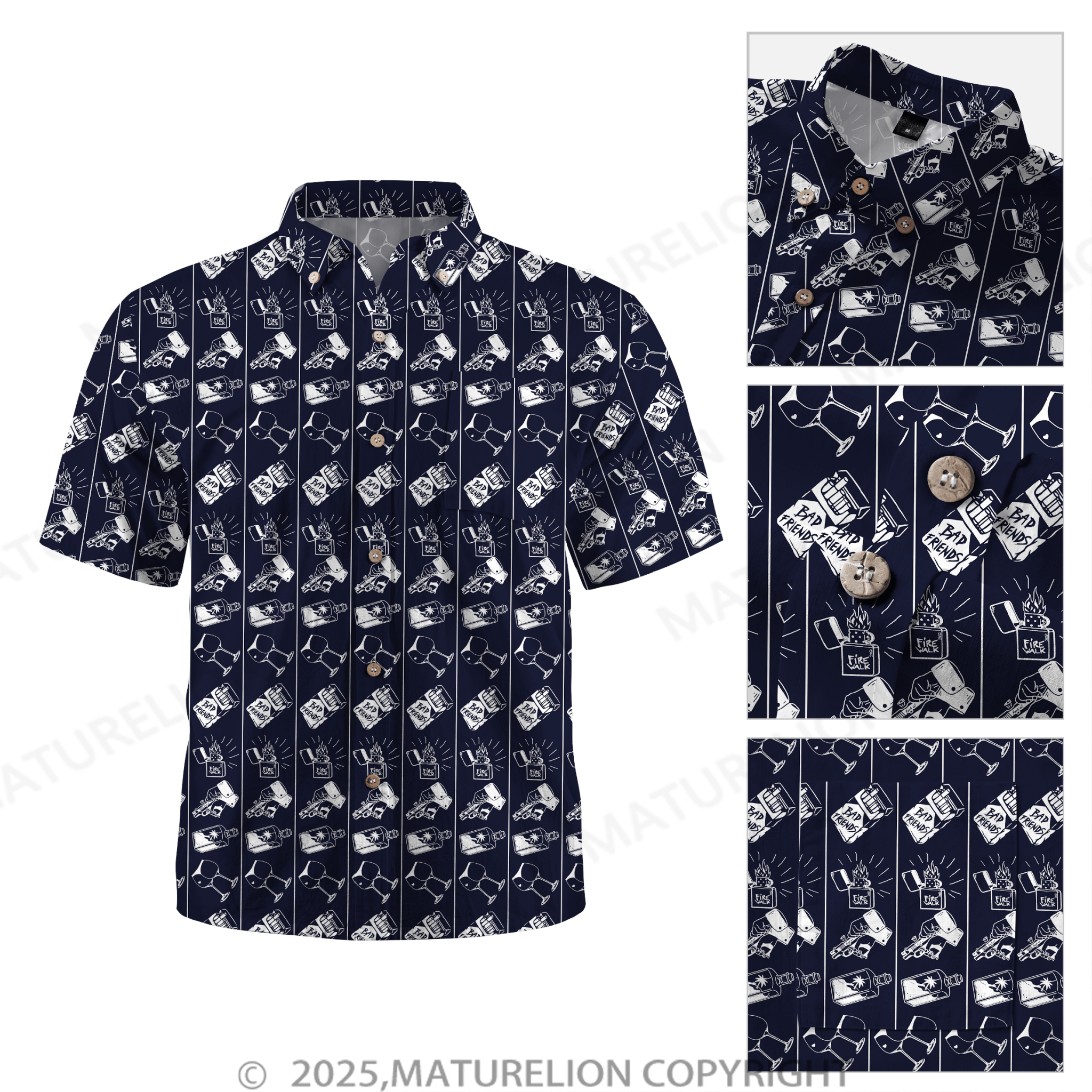 Maturelion Men's Hawaiian Shirt Floral Rush Hawaiian Shirt