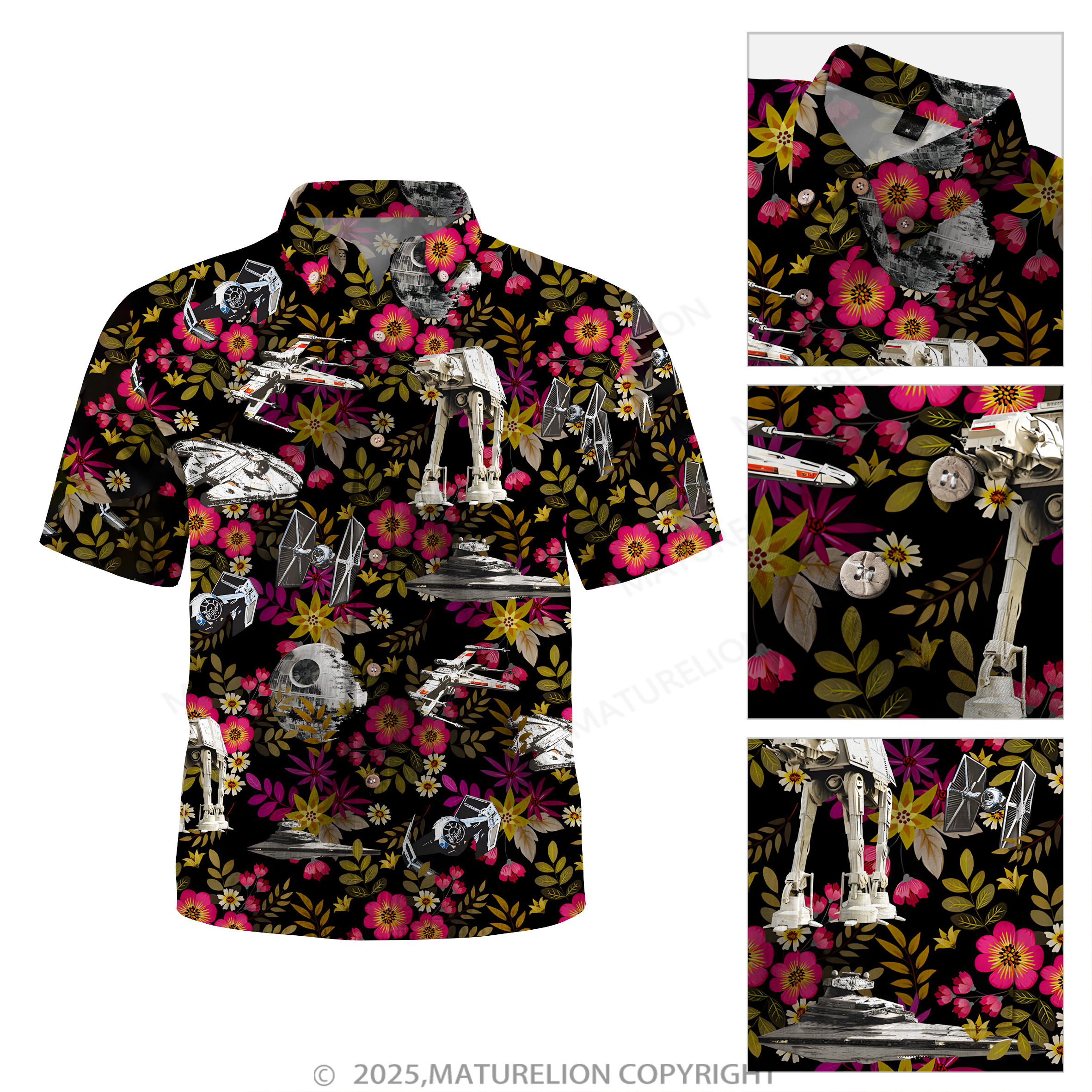 Maturelion Men's Hawaiian Shirt Retro Synthwave Space Knight Hawaiian Shirt