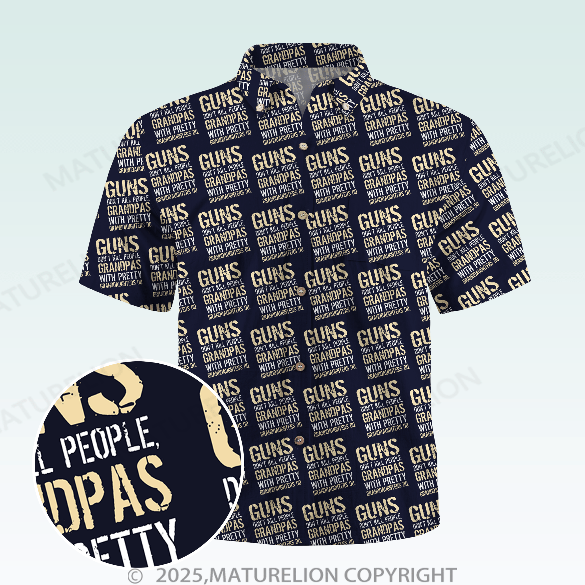 Maturelion Men's Hawaiian Shirt Guns Don't Kill People Dads With Pretty Daughters Do Hawaiian Shirt