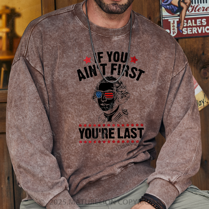 Maturelion Men's Sweatshirts Funny 4th of July Sweatshirts Washed Sweatshirts