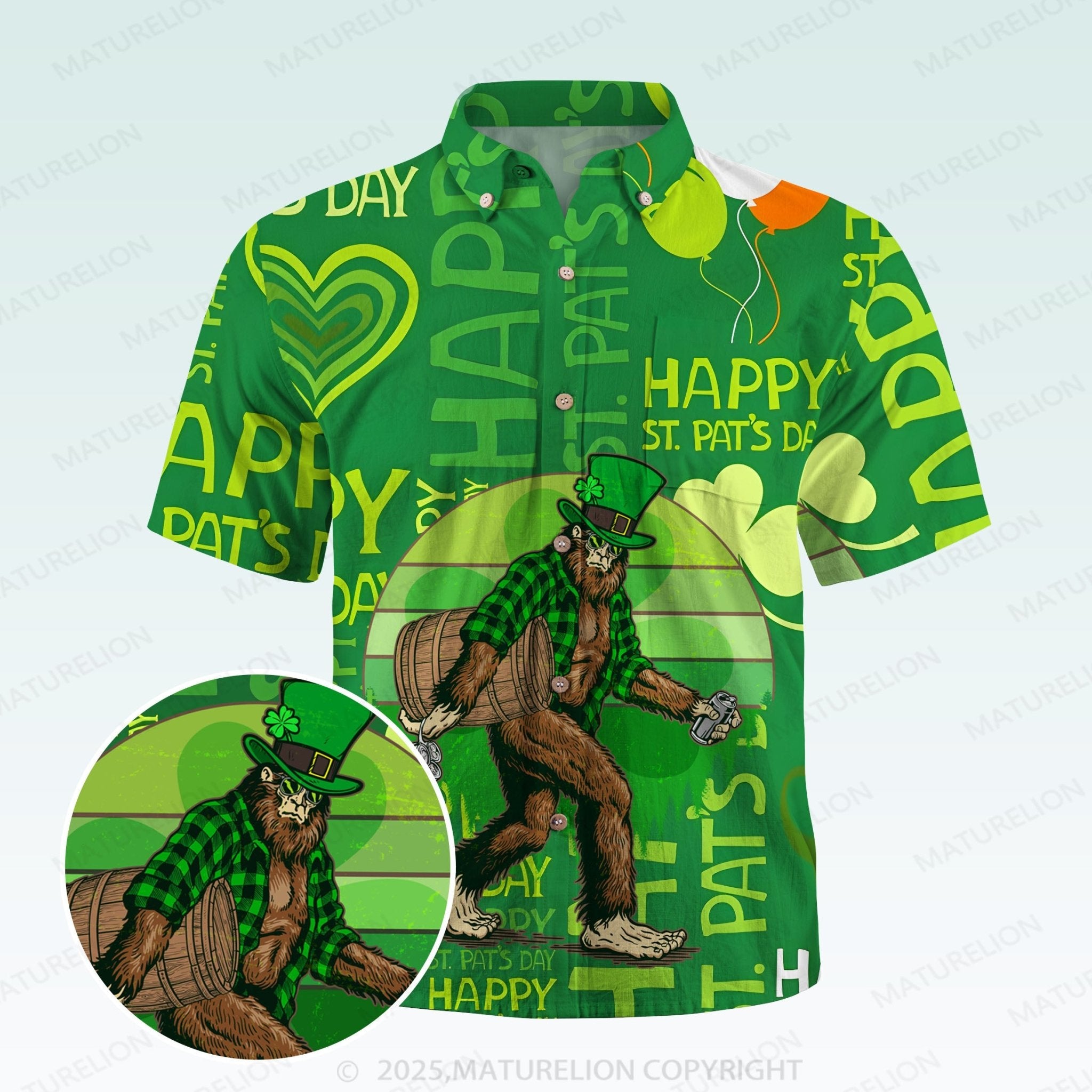 MaturelionSt. Patrick's Hawaiian Shirt Tropical St. Paddy’s Print Hawaiian Shirt