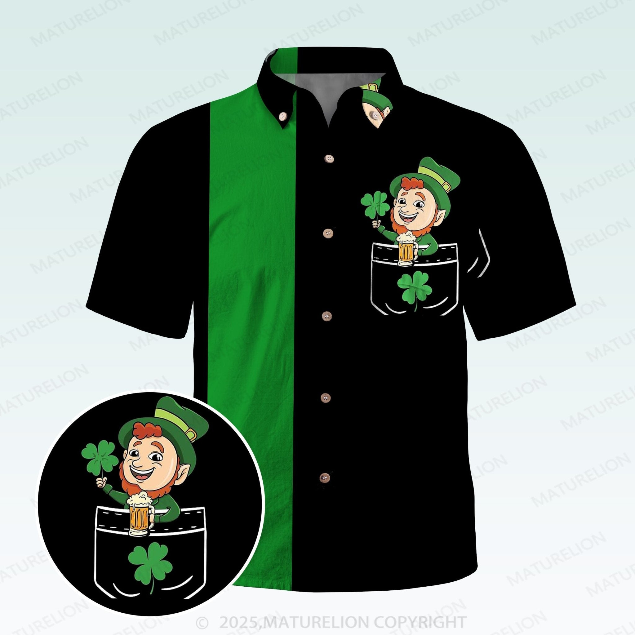 Maturelion St. Patrick's Hawaiian Shirt Retro Clover Escape Hawaiian Shirt