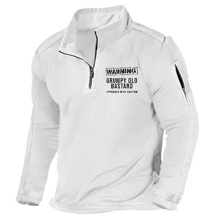 Maturelion Men's Henley Shirt Warning Grumpy Old Bastard Approach With Caution Henley Shirt
