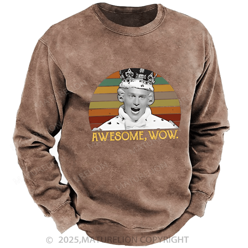 Maturelion Men's Sweatshirts  Awesome Wow King George III Hamilton Sweatshirts Washed Sweatshirts