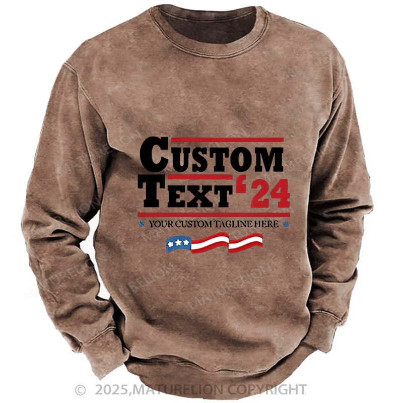 Maturelion Men's Sweatshirts Personalized Election Sweatshirts Washed Sweatshirts