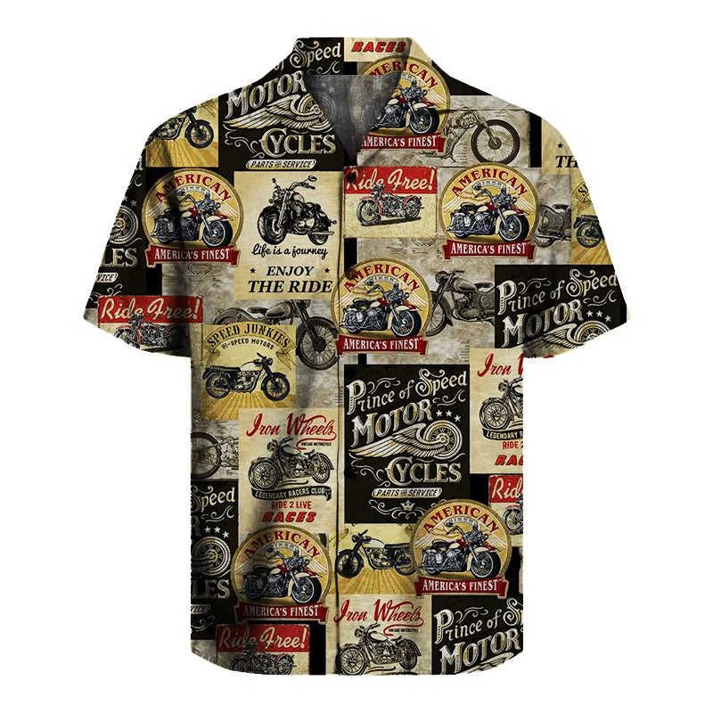 Maturelion Men's Hawaiian Shirt Vintage Motorcycle Signs | Unisex Hawaiian Shirt