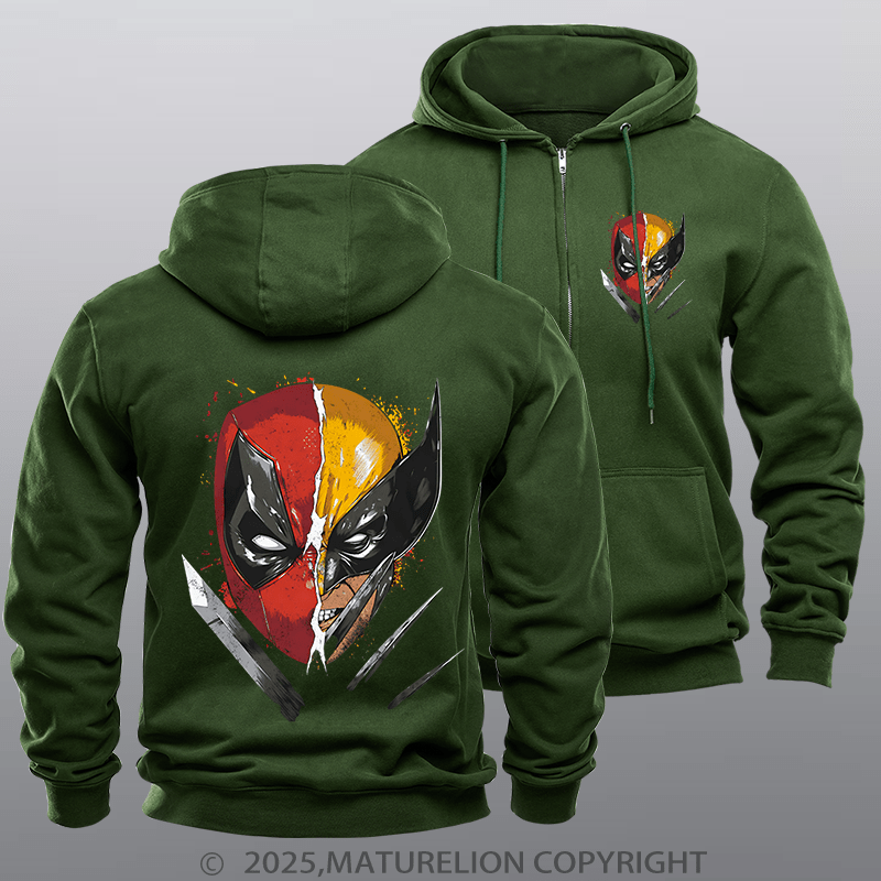 Maturelion Men's Hoodie Men's Hoodie Mercenary and Mutant Zipper Hoodie