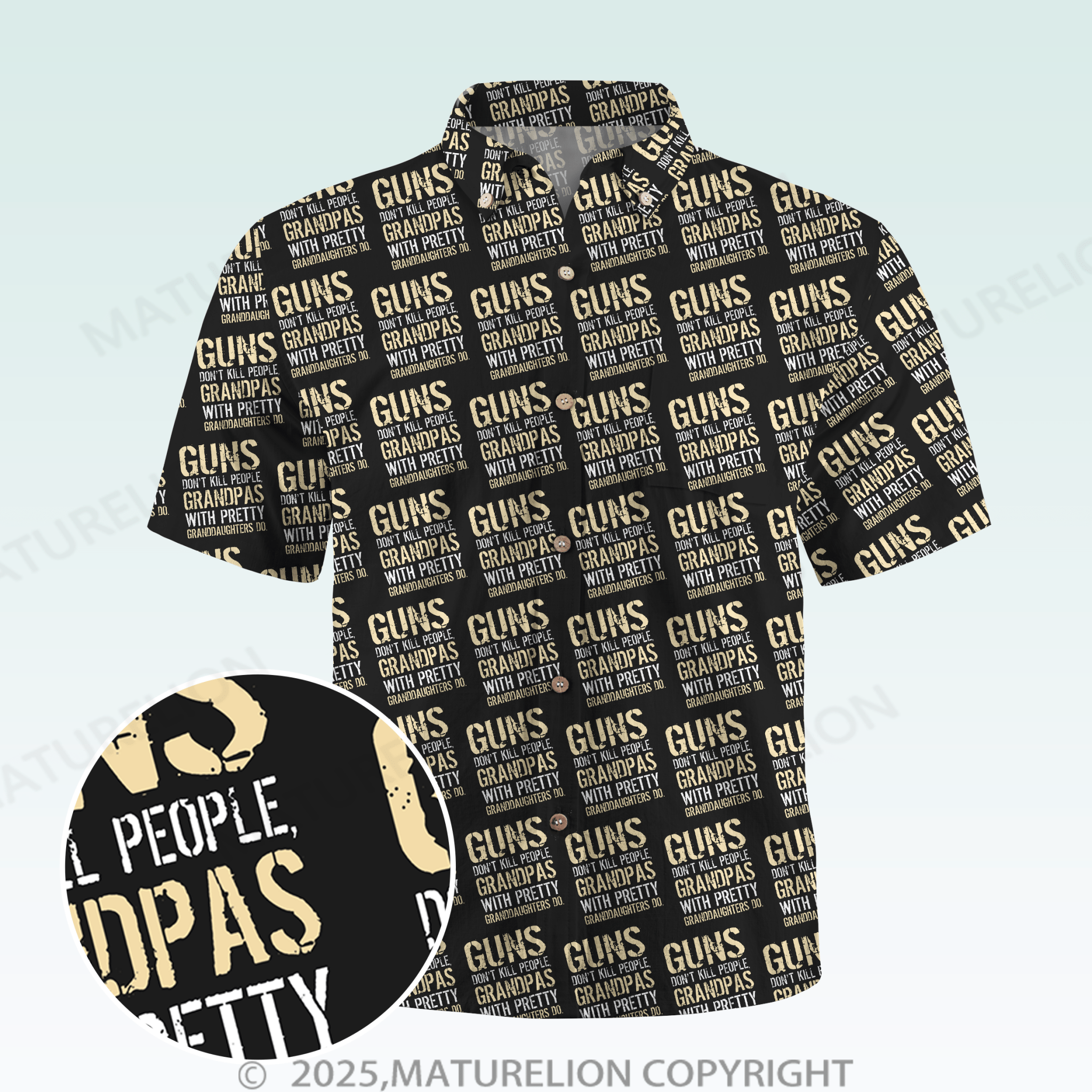 Maturelion Men's Hawaiian Shirt Guns Don't Kill People Dads With Pretty Daughters Do Hawaiian Shirt