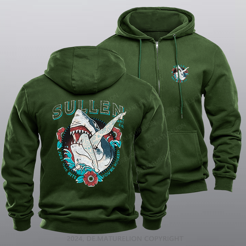 Maturelion Men's Hoodie One Bite Standard Zipper Hoodie