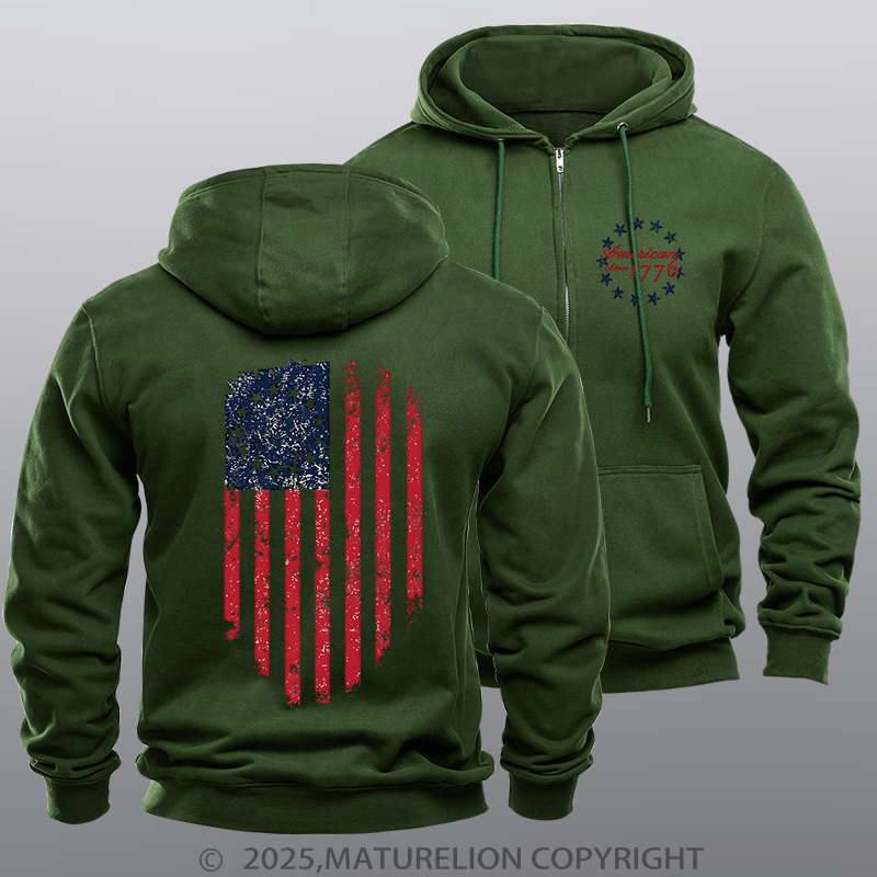 Maturelion Men's Hoodie Betsy Ross Zipper Hoodie