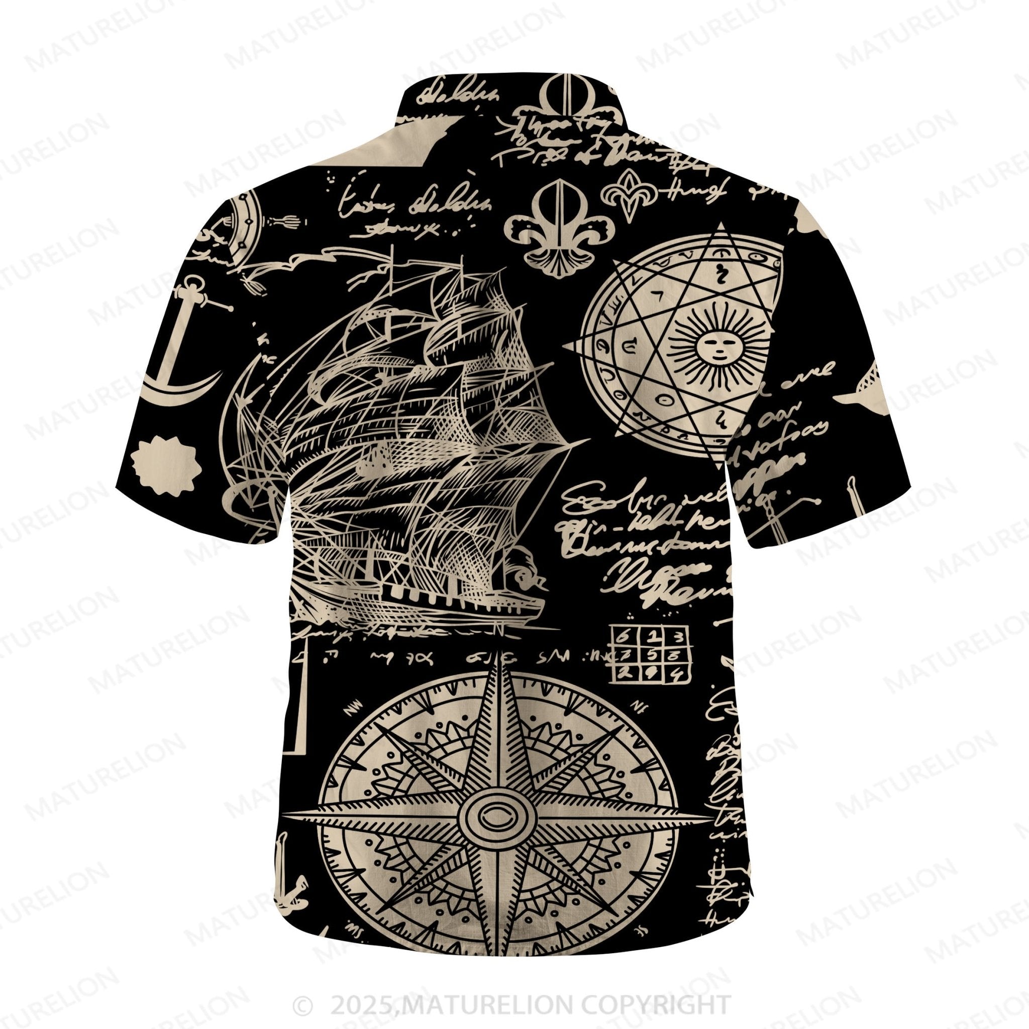 Maturelion Sailboat Compass Marine 3d Print Retro Men's Hawaiian Shirt