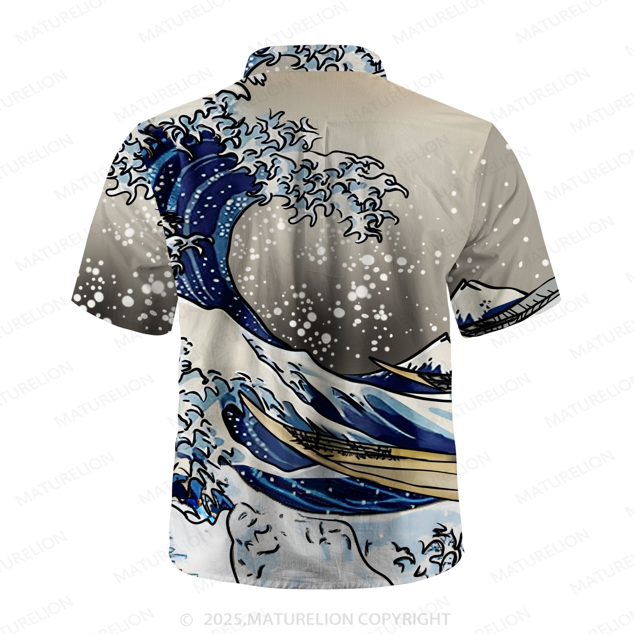 Maturelion Beach Wind Harajuku Anime Wave Pattern Hawaiian Shirt