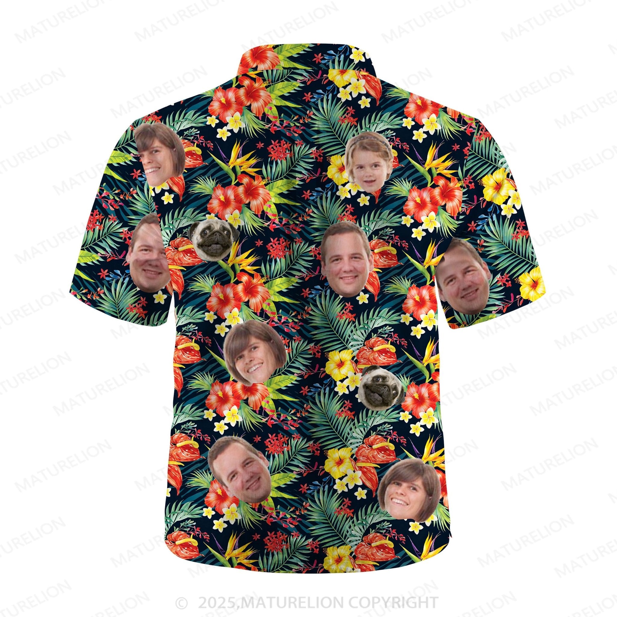 Maturelion Aloha Shirts Hawaiian Shirt with Your Custom Face Print Hawaiian Shirt