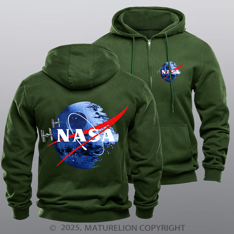 Maturelion Men's Hoodie Inspired Guava Iguana Death Star Graphic Zipper Hoodie