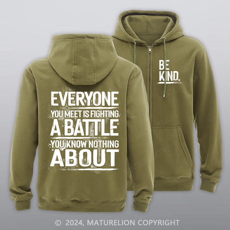 Maturelion Men's Hoodie Be Kind Zipper Hoodie
