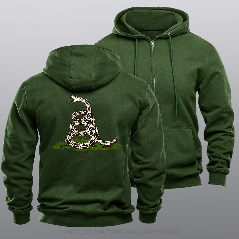 Maturelion Men's Hoodie Yellow Gadsden Zipper Hoodie