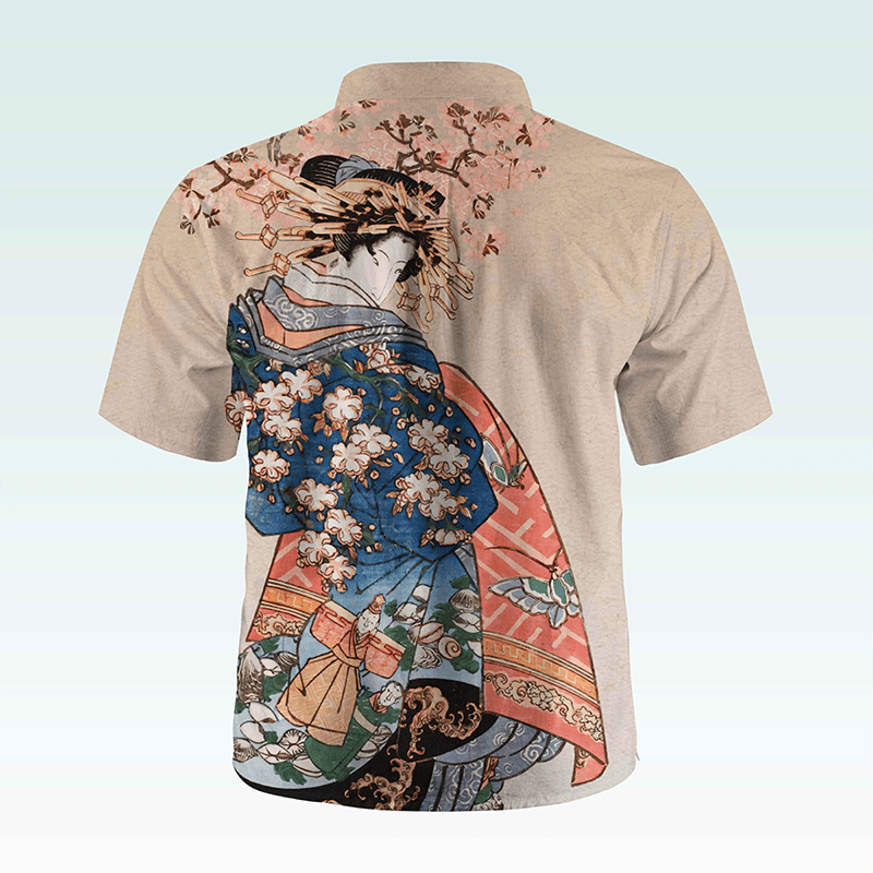 Maturelion Men's Hawaiian Shirt Gintama Print Button Down Short Sleeve Shirt