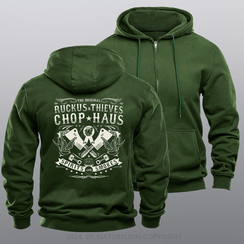 Maturelion Men's Hoodie Ruckus and Thieves Zipper Hoodie