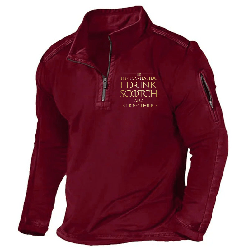Maturelion Men's Henley Shirt That's What I Do I Drink Scotch And I Know Things Henley Shirt