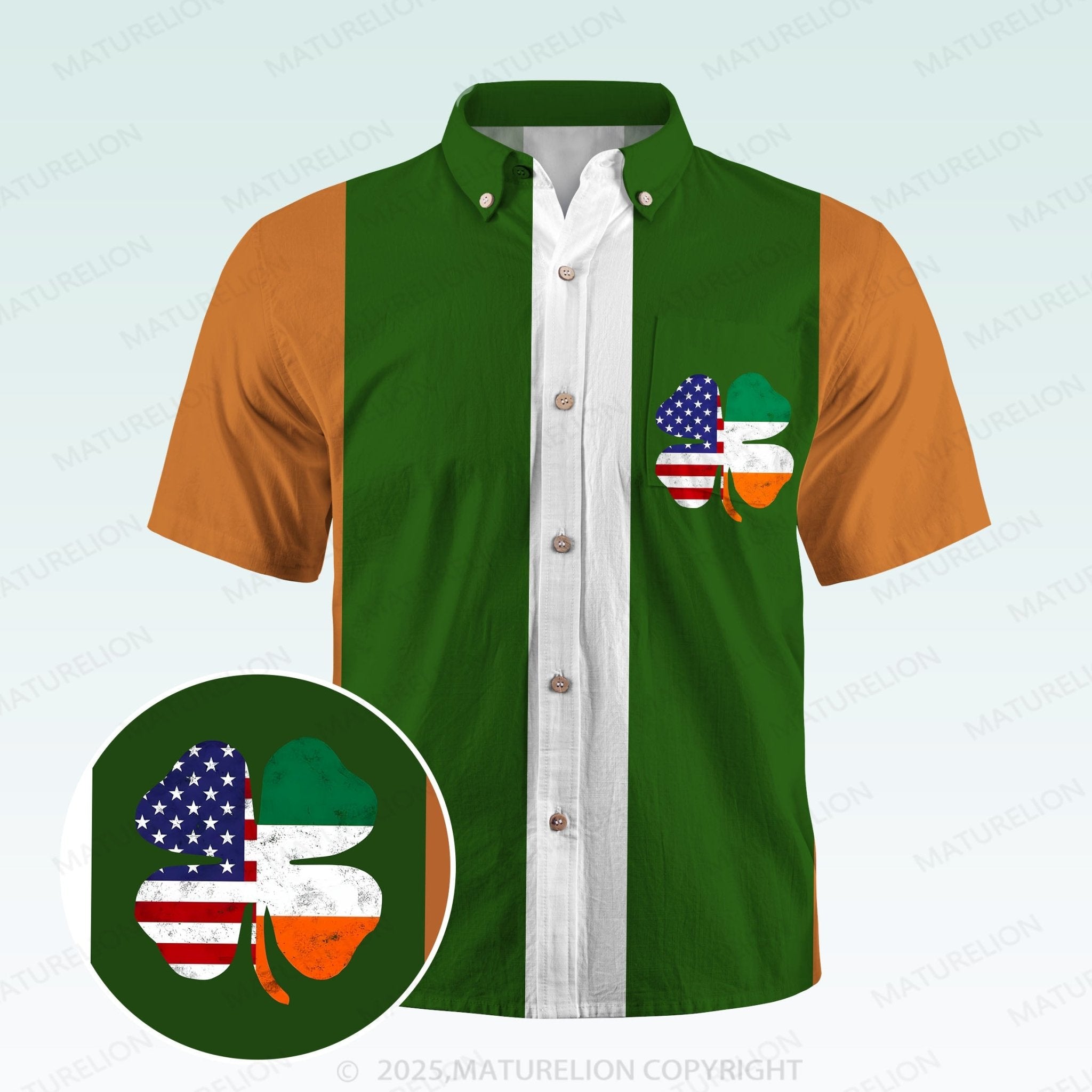 Matuelion St. Patrick's Hawaiian Shirt Retro Shamrock Breeze Hawaiian Shirt