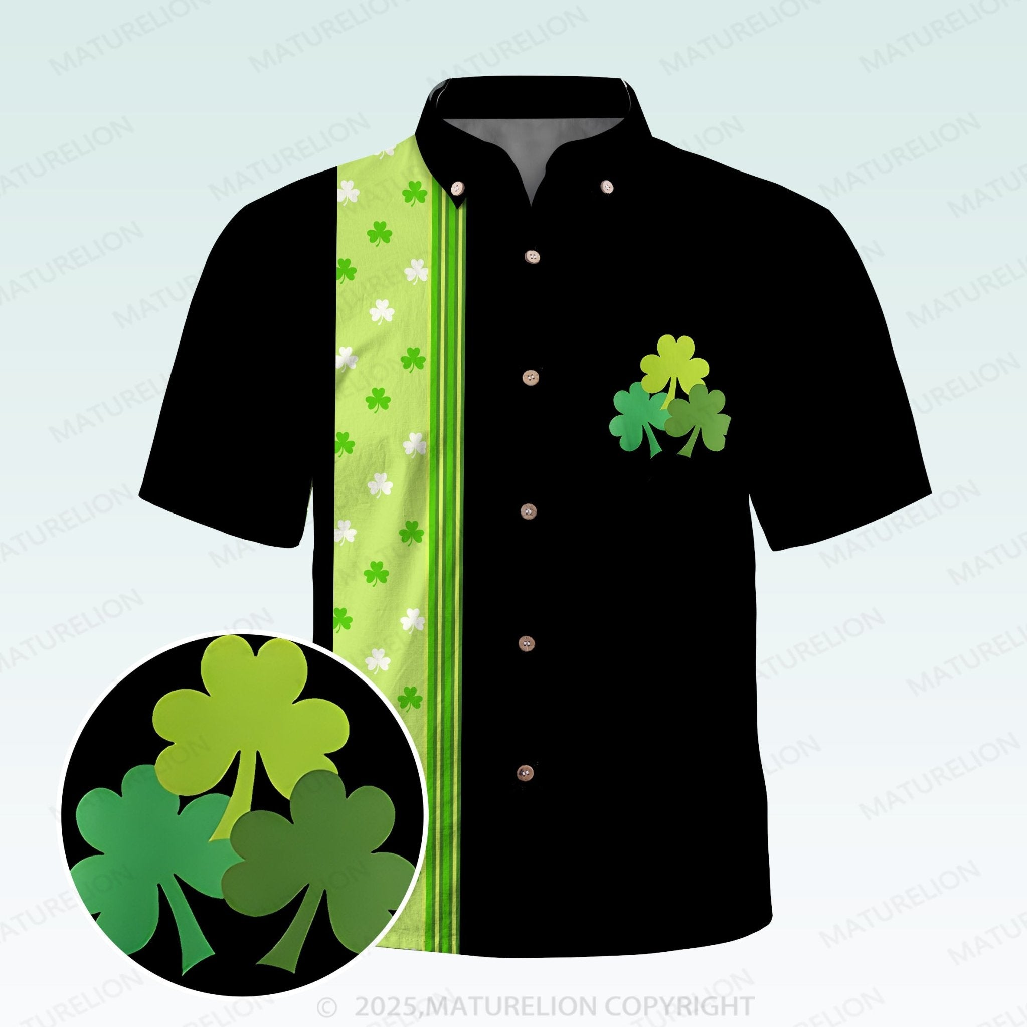 Maturelion St. Patrick's Hawaiian Shirt Old School Tropical Clover Vibes Hawaiian Shirt
