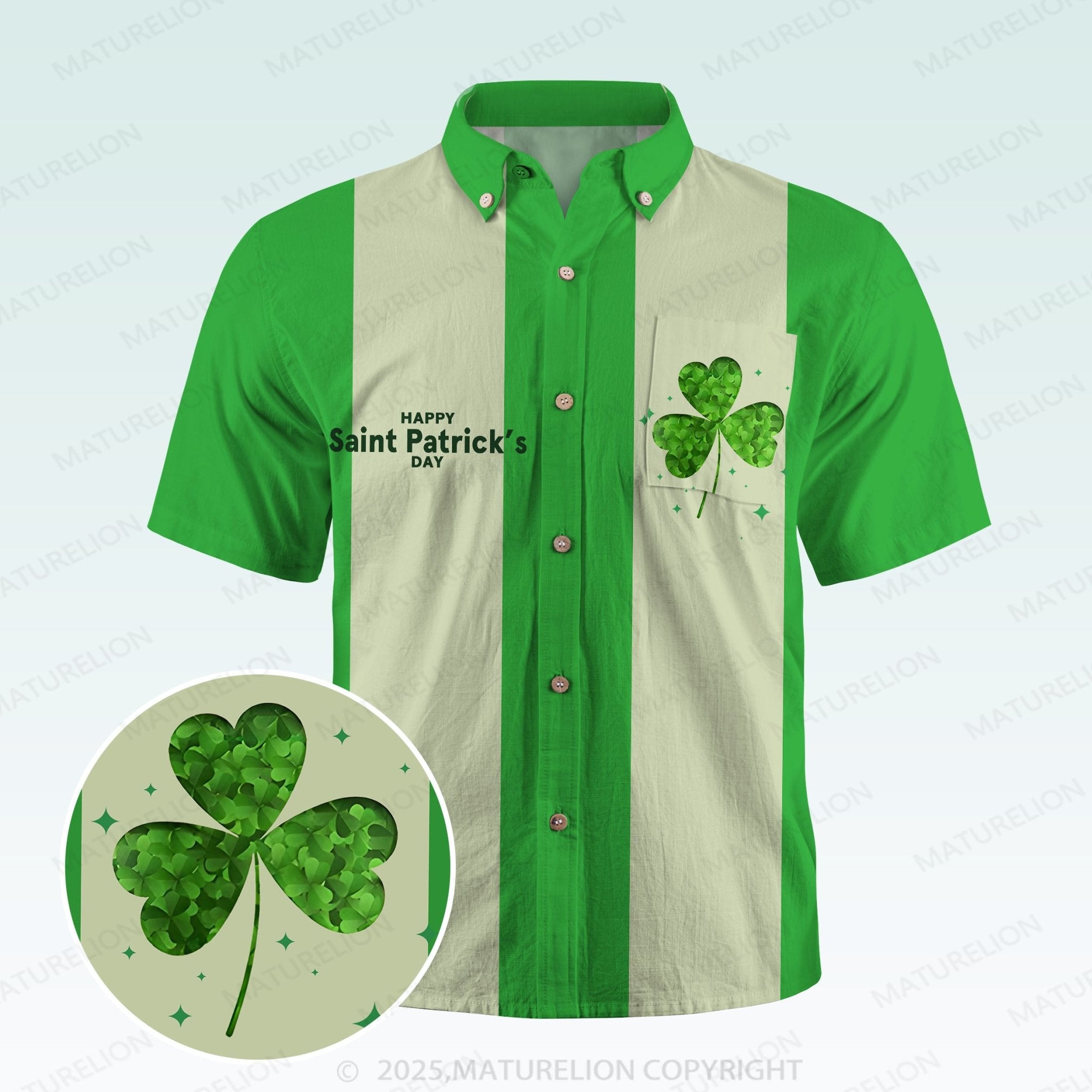 Maturelion St. Patrick's Hawaiian Shirt Vintage Shamrock Edition Hawaiian Shirt