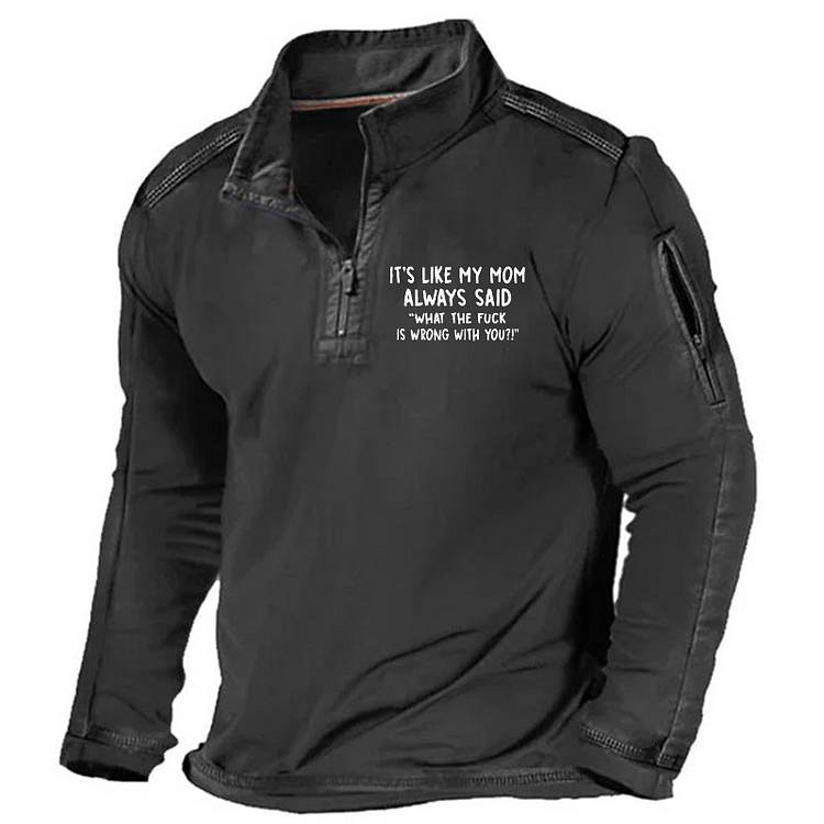 Maturelion Men's Henley Shirt It's Like My Mom Always Said What The Fuck Is Wrong With You Casual Letters Print Henley Shirt